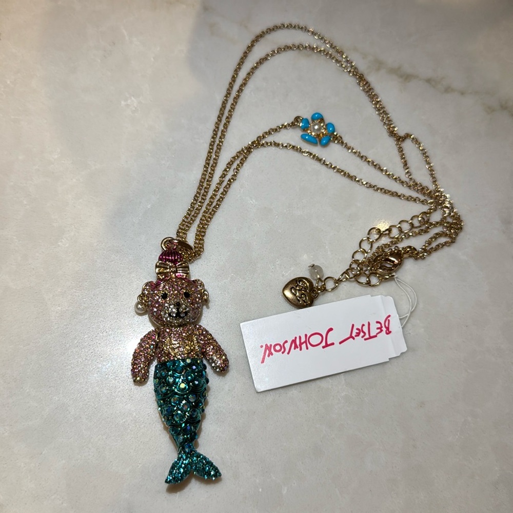 Betsey Johnson Mermaid Bear Necklace
